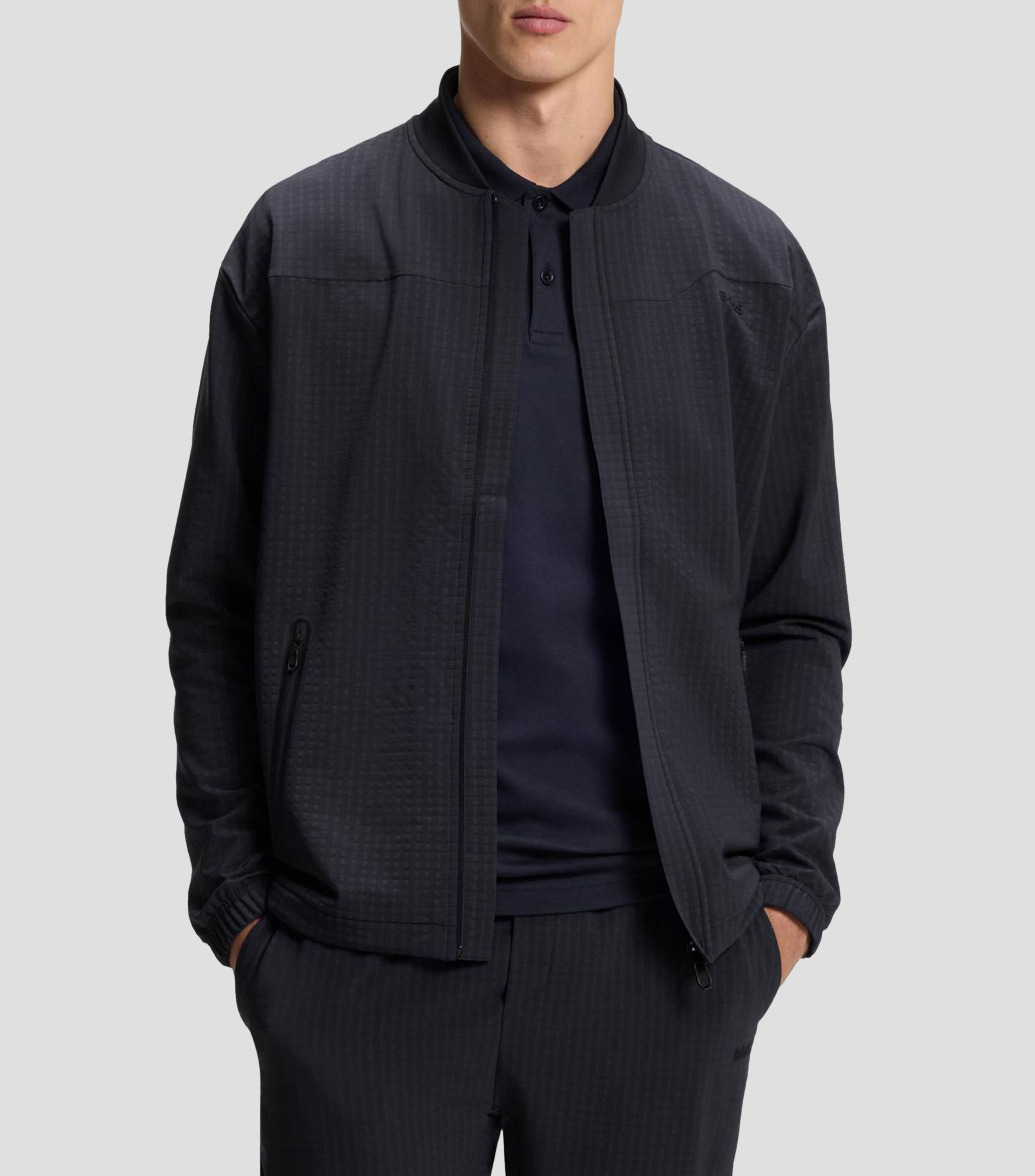 Sudadera con estructura de rejilla y cremalleras enmarcadas Hombre